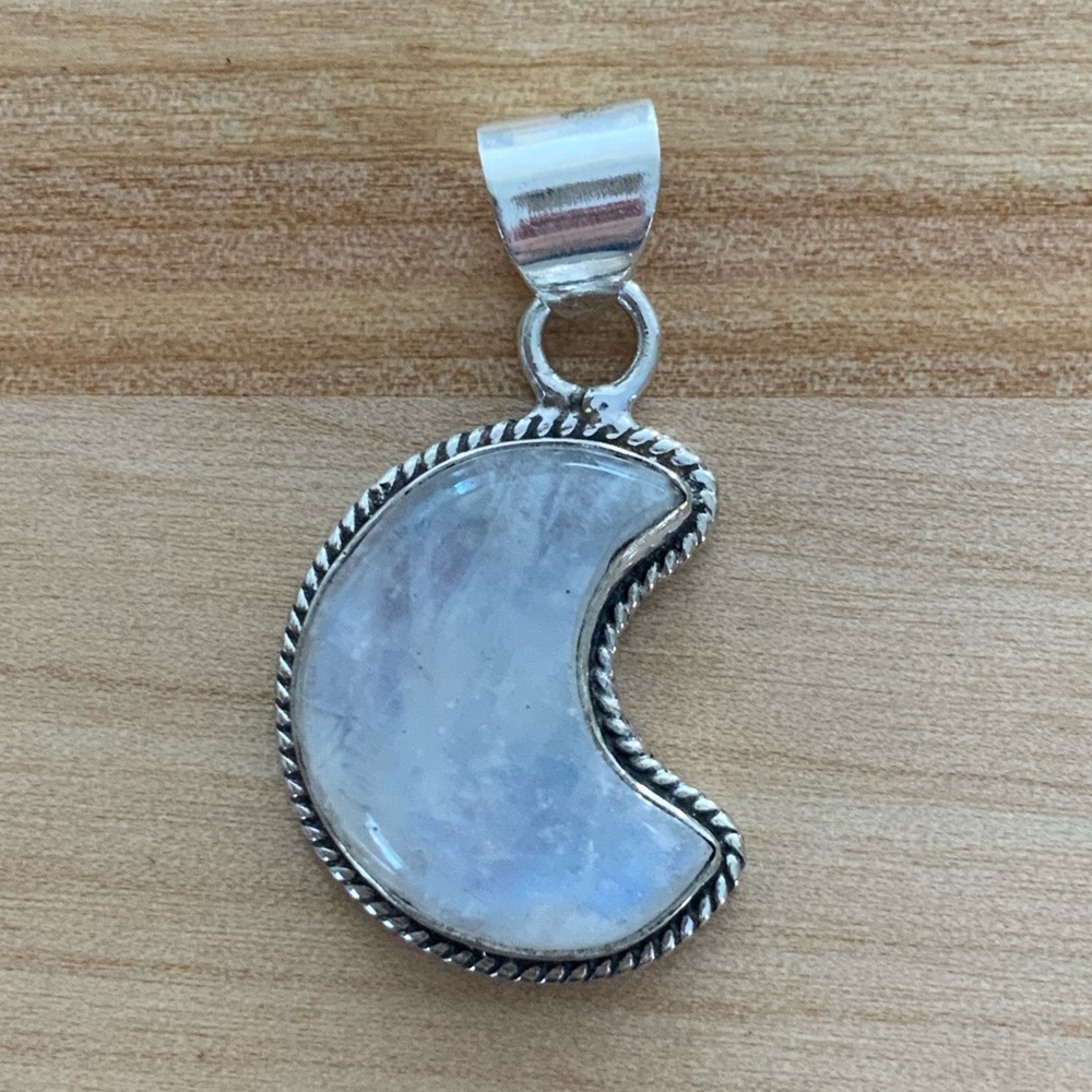 Moon Rainbow Moonstone Solid 925 Sterling Silver … - image 1